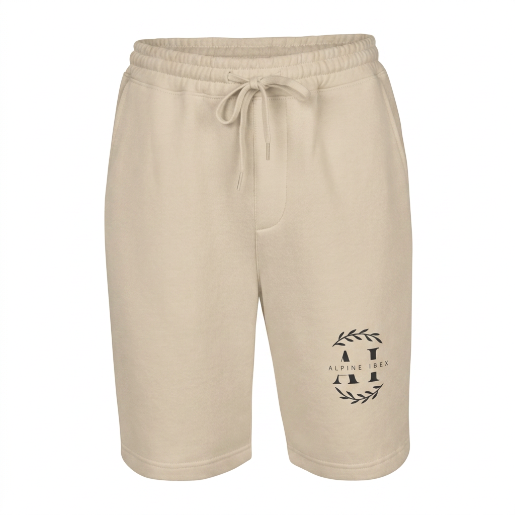 A.I Fleece Shorts — Bone · Crest leg print