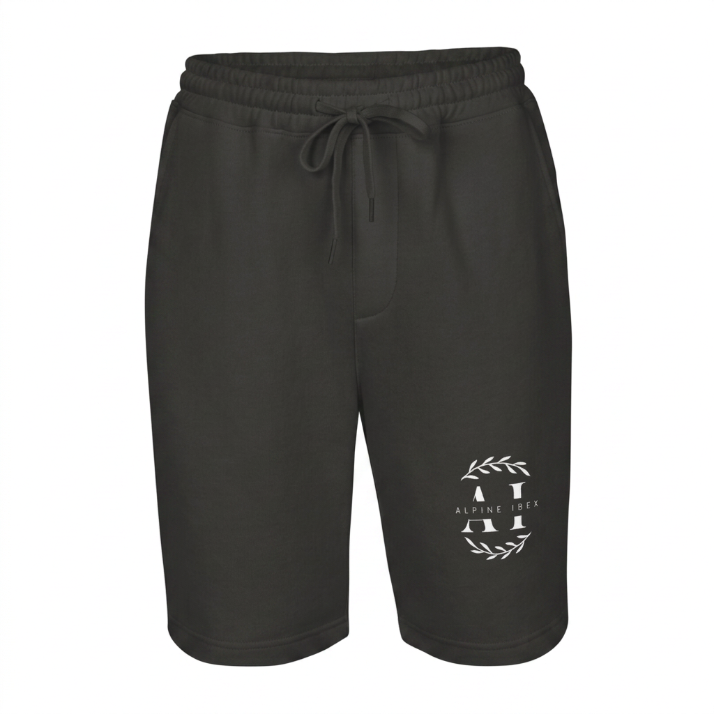 A.I Fleece Shorts — Charcoal · Crest leg print