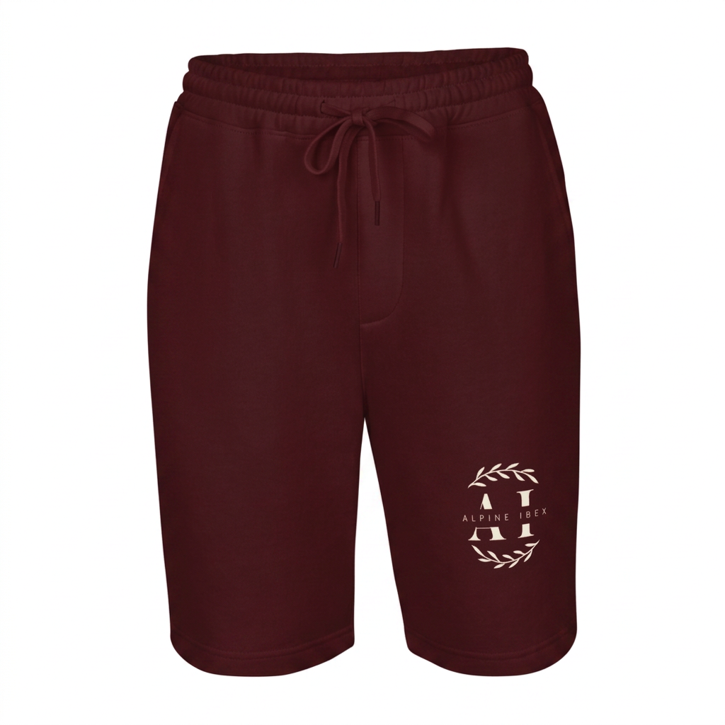 A.I Fleece Shorts — Oxblood · Crest leg print